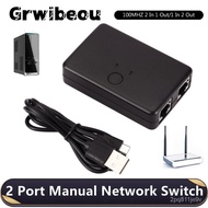 Grwibeou 2 Port Network Switch RJ45 Switch Network Splier Cable Extender 100Mbps Selector Power Free 2 Way Adapter Conne