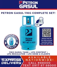 Petron Gasul 11kg Cylinder w LPG Content COMPLETE SET for your Stove! (with LPG Snap On or POL Regul