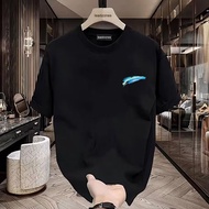 2025 Simple Trendy cod Shirt Trendy New Style Net Five Points Men's t Red Sleeve Slim-fit Printed Lo