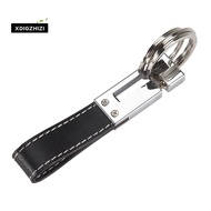 Genuine Leather Belt 3 Loop Strap Quick Release keyring Keychain Key Fob ring Black + Silver