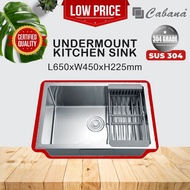 [Milo.Estore] Undermount Stainless Steel Cabana Kitchen Sink Single Bowl Pull Out Drainer Ready Stock