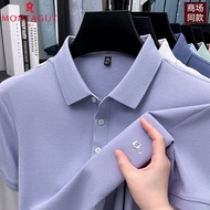 เสื้อยืดคอโปโลแขนสั้นผ้าฝ้ายแท้สำหรับผู้ชาย Montagut ฤดูร้อน 2025 ทรงหลวม ปกเสื้อปีกพีช ทรงปกติ ไม่ต