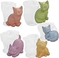 5 Cat Silicone Molds, Cute Kitten Candle Mold for Soap Soy Wax DIY Handcraft, Animal Resin Mold Gift