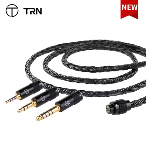 TRN T2 Pro 16 Core Earphones Silver Plated HIFI Upgrade Cable Gray\BlackMMCX/2Pin Connector For TRN 