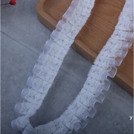 3m Polyester Chiffon Gathered Pleated Ruffle Mesh Lace Trim Ribbon Fluffy Dress Hemline Shoe Sewing 