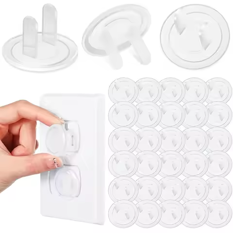 24Pcs Transparent US Socket Safety Covers Anti-Shock Plastic Outlet Protectors for Kids