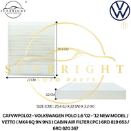 VOLKSWAGEN POLO 1.6 '02 - '12 NEW MODEL / VETTO ( MK4 6Q 9N 9N3 ) CABIN AIR FILTER ( PC ) 6RD 819 65