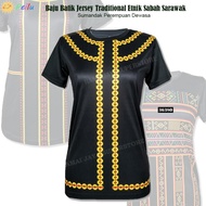 2024 (Small Cutting) Baju Batik Jersey Traditional Etnik Sabah Sarawak Sumandak Perempuan Dewasa