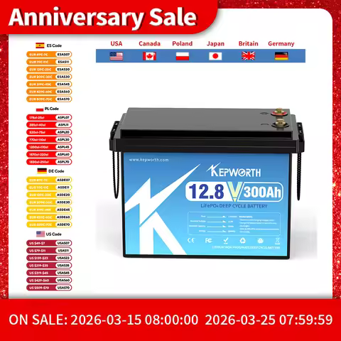 KEPWORTH 12V 180Ah 300Ah Lithium Iron Phosphate Battery With Upgraded BMS 6000 Cycles For RV Campers