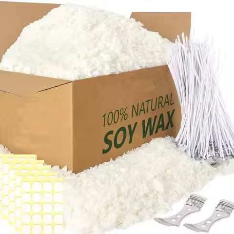 Soy Candle Wax for Candle Making 200g Natural Soy Wax Flakes, 50 Cotton Candle Wicks, 100 Wick Stick