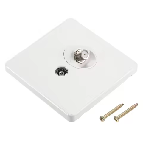 UXCELL TV Aerial Socket Wall Plate Outlet Satellite PC 88x86mm Wall Socket Panel for Coaxial Cable L
