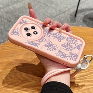 Case For OPPO Reno 12F 4G 12F 5G F27 5G Phone Flower Silicone Strap