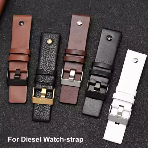 For Diesel DZ7257 1657 4323 7314 7313 7371 DZ4343 DZ7406 Leather Strap 22 24 26 27 28 30mm black bro