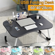 Folding Laptop Stand Holder Study Table Lamp Usb Fan Desk Wooden Foldable Computer Desk for Bed Sofa Tea Serving NEW