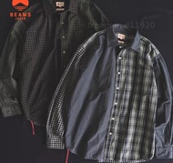 Beams Japan 日系復古紅繩不規則拼色格子寬鬆恤衫（S-XXL）