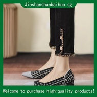 [Ready Stock Size 34-43 Can Be Customized] Thick Heel High Heels Pointed Toe Shallow Mouth Women's S