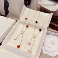 Titanium Necklace for Women with Four-Leaf Flowers with Many Falling Charms 0.9cm Durable Color No R
