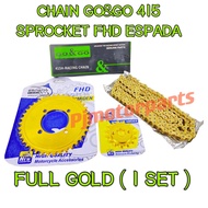 415(1 SET) LC135/RXZ/125Z ZR/SRL 110/Y125Z/Y110 SS/SS2 - 415 Chain Rantai & Espada Sprocket Spoket S