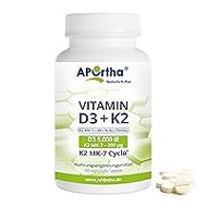 Aportha Vegan Natto Vitamin K2 MK7 200 mcg Vegan Vitamin D3 5,000 Hochdosiert i.e Braiding – 365 Vegan Tablets