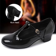 Bright Leather Dance Shoes Personality Dance Shoes Women's Middle Heel Teacher Shoes Indoor Dance Shoes Heel Height 4CM