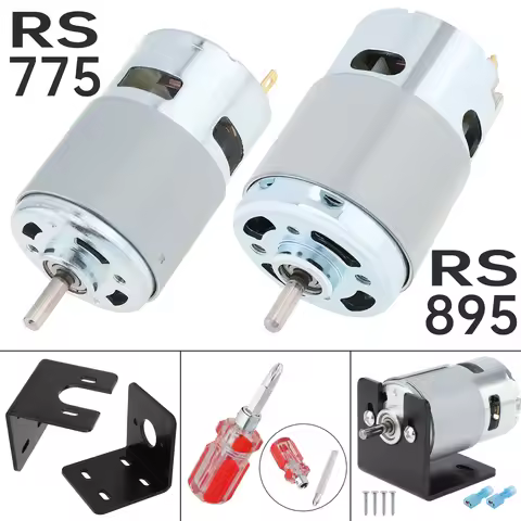 12/24V DC Motor RS775/895 3000-20000RPM High Speed Torque Micro Motors Built-in Cooling Fan for Powe