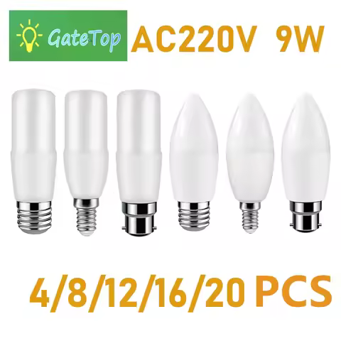 4-20PCS T37 C37 9W E27 E14 B22 Led Bulb Bombillas AC 220V Lamparas Lamp 3000K-6000K for Home Office 