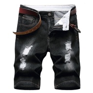 Men Denim Shorts Summer Cotton Ripped Light Color Men's Middle Pants Slim Shorts 5.17