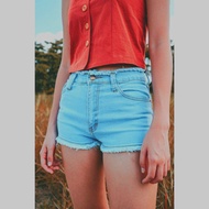 SG🇸🇬GBJ Top Bottom Fray Stretch Denim Shorts (4 Colours) S - XL