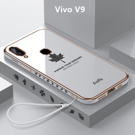 Casing Vivo V9 Case Plating Maple Leaves Cover Soft TPU Phone Case Vivo V9