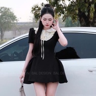 Luxurious wedding dress, lady's dress designed with lotus collar and lace chest HH139