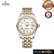 Titoni Cosmo King 38.5mm White Dial Silver and Gold Stainless Steel Strap Automatic Watch T-787 SY-D