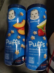 Gerber puffs 全新嘉寶嬰兒餅 non GMO peach and strawberry 桃和蘋果餅