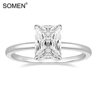 SOMEN 3CT 925 Sterling Silver Engagement Rings Radiant Cut Solitaire Cubic Zirconia CZ Wedding Promi