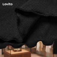 (trendy3) Lovito Women Casual Skirt Plain Lace Up Ruffle Hem Tiered Layer Ruffle Summer/Spring Skirt