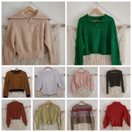 knit rajut cardigan sweater preloved second Zipper sailor bukan Zara uniqlo