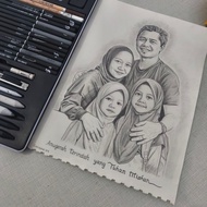 FAMILY PENCIL FACE SKETCH || MAX 4 ORNG|| FAMILY FACE PAINTING || A4 Size