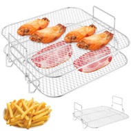 Air Fryer Rack Stainless Steel Grill Dehydrator Racks Air Fryer Stacking Steamer Roasting Rack Kitchen Accessories Cooking Tools