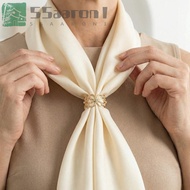 AARON1 Shawl Rings Clip, Crystal Flower Design Scarf Buckle, Fashion Hollow Out Adjustable Alloy Mat