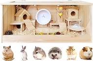 Hamster Cage, Small Animal Cage - Rat Cages and Habitats, Genie Pig Cage, Hamster Hutch Small Animals Hideout with Visible Acrylic Boards and Openable Top for Rabbits, Guinea Pigs, Chinchillas (Size