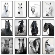 Cetak potret hitam putih yang elegan, seni dinding kanvas untuk dekorasi rumah gaya ladang, lukisan 