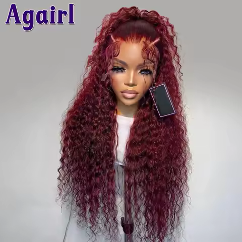 99J Dark Red Ready Go Wig Burgundy Kinky Curly Human Hair Wigs 13X4 13X6 Lace Frontal Wigs Brazilian