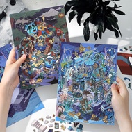 ENWEI 4Pcs [Deep Sea Ruins Series] Waterproof 2.5D Cute Exquisite Large Size Scenery Stickers Innova