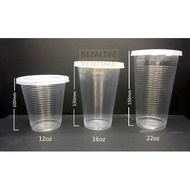EC12Oz , EC16Oz , EC22Oz PP Cup With Flat Lid 700ml  (100pcs) | Cawan Plastik & Penutup Cawan | Drin