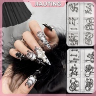 JIAUTING 30/60PCS/Box Metal Retro Circle Nails Art Charms 3D Punk Style Black White Nail Parts Nail 