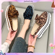 Leopard print Bow Woman's Wedges Shoes 7cm Heels Slingback Casual Walking Shoes Anti-skid Size 35-43