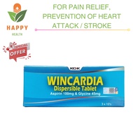 [ Exp 2/2026 ] WINCARDIA DISPERSIBLE TABLET ( Aspirin 100mg & Glycine 45mg ) 10'S | 30'S