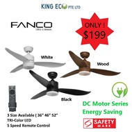 * FANCO F-STAR DC Motor Ceiling Fan with 3 Tone LED Light Kit and Remote Control - Black / White / Wood *