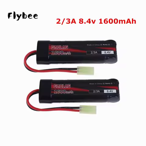 1-2PCS 8.4V Airsoft Battery Flat Pack Batteries NiMH 1600mAh with Mini Tamiya Connector for Air Gun 