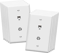 ENERLITES Combination Coaxial TV Cable / RJ11 Telephone Jack Wall Plate, F-Type F81 Connector, 6-Pos