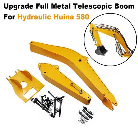 Upgrade Full Metal Telescopic Boom Arm For Hydraulic Cylinder of Huina 1580 Excavator 1/14 RC Hydrau